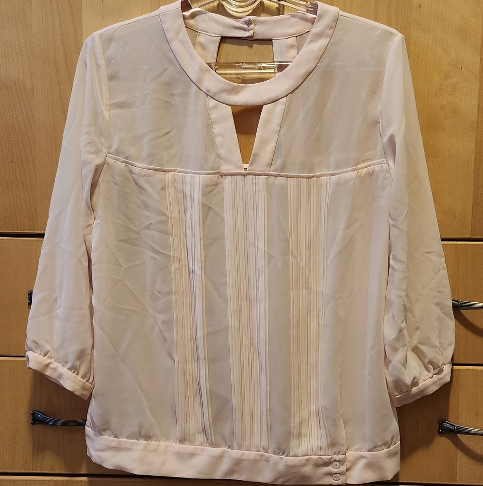 Reitmans Light Pink Blouse with Keyhole Design